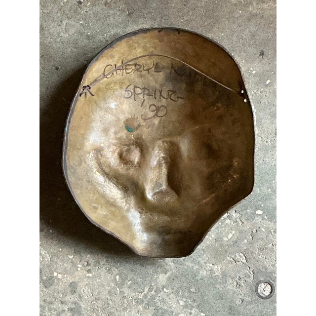 Late 20th Century Vintage Hammered Z Bronze Death Mask Wall Sculpture For Sale - Image 5 of 12