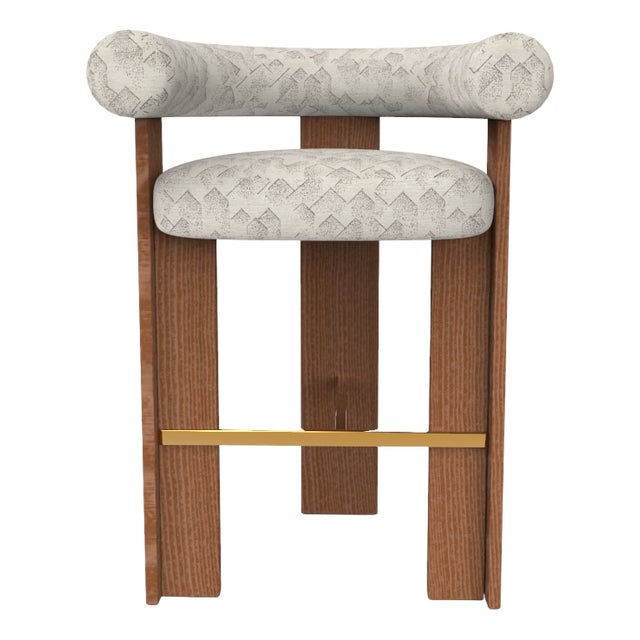 Collector Modern Cassette Bar Chair in Graphite Ivory Fabric and Smoked Oak by Alter Ego For Sale