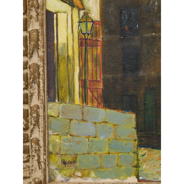 Ceramic Vintage Montmartre Street Scene Painting by N. Krims For Sale - Image 7 of 9