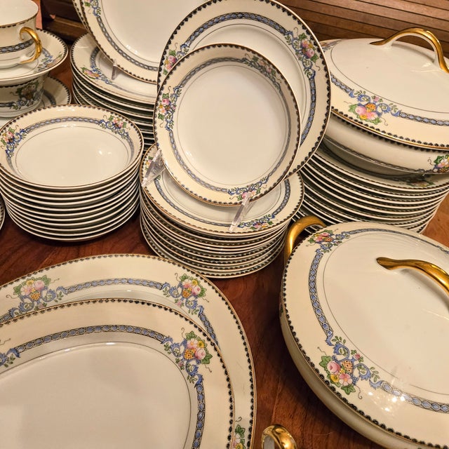 12 Place Settings Plus Serving Art Nouveau China Set- Set of 75 For Sale - Image 10 of 12