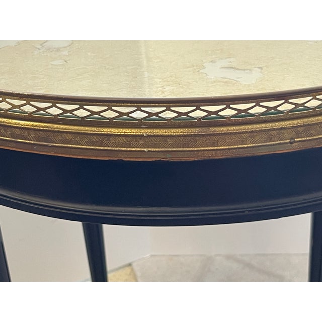 Antique French Bouillotte Table, Brass Gallery & Mirrored Top For Sale - Image 12 of 14