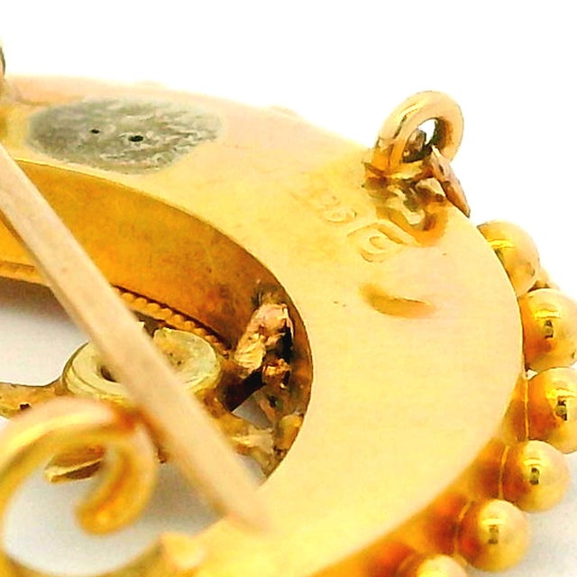 Late 19th Century Victorian 15k Gold Diamond Crescent Moon and Star Brooch For Sale - Image 13 of 13