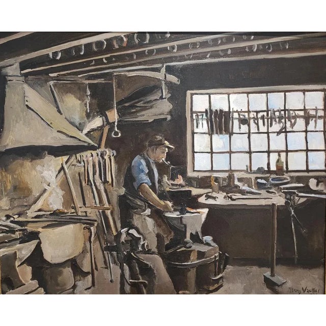 Benjamin II Vautier, Le forgeron dans son Atelier, 1938, Oil on Canvas, Framed For Sale - Image 11 of 11