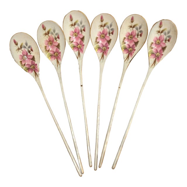 Vintage Enamel Spoons - Set of Six For Sale