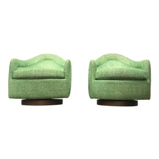 Vintage Mid Century Milo Baughman Swivel and Tilt Club Chairs- a Pair For Sale