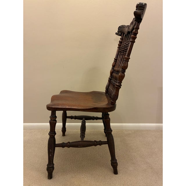 Antique Victorian Carved Wood Side Chair With Sea Creature Crest Rail For Sale - Image 9 of 9