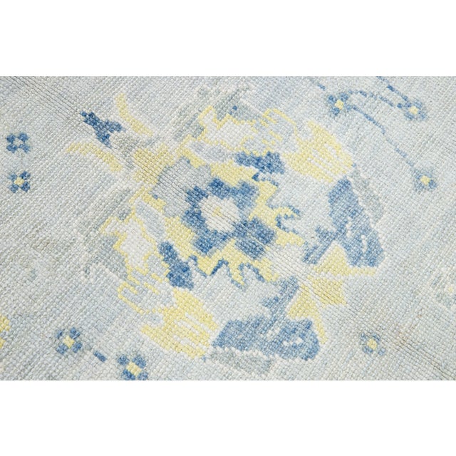 Textile Gray Modern Turkish Oushak Handmade Floral Pattern Wool Rug For Sale - Image 7 of 11