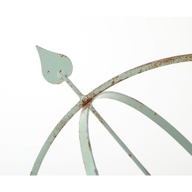 Neoclassical Celadon Painted English Mid-20th Century Iron Armillary For Sale - Image 3 of 15