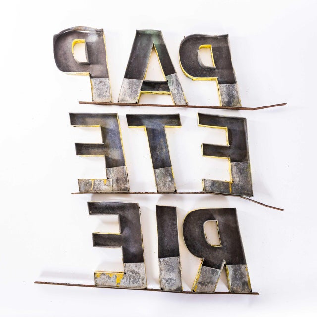 : 1950’s Original Large French Metal Shop Signage Letters – Papeterie. We recently salvaged a signage company on the west...