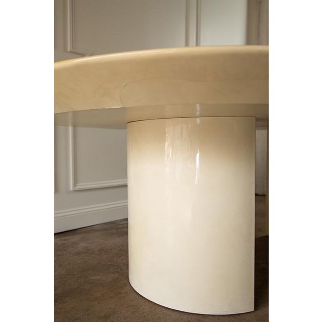 1980s Attributed to Karl Springer Knife Edge Goat Skin Dining Table For Sale - Image 12 of 16