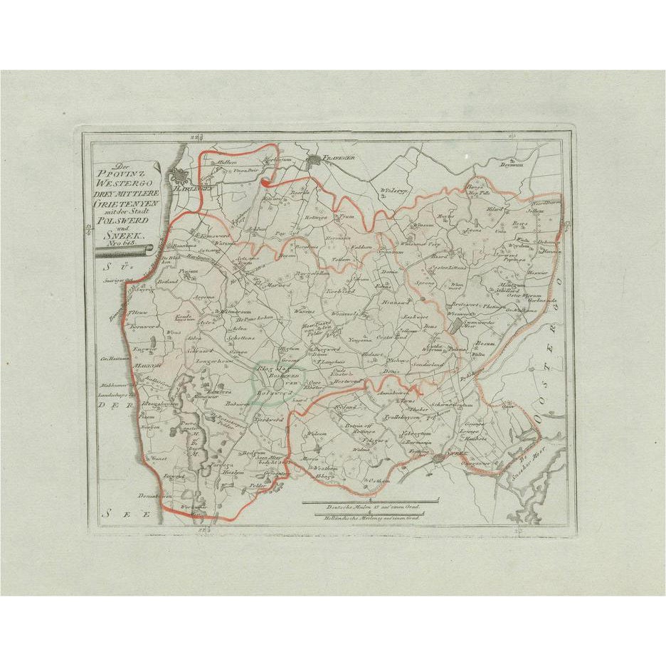 Antique Map of Sneek and Bolsward in Friesland, 1791 | Chairish