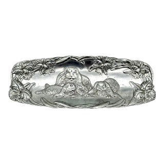 Vintage Arthur Court 1994 Rabbits Cast Aluminum Oblong Platter For Sale