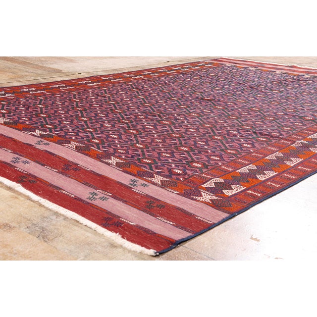 Red Vintage Afghani Maimana Kilim Rug, 06'03 X 10'08 For Sale - Image 8 of 10