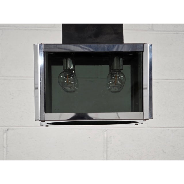 Space Age Flush Mount Ceiling Light By Robert Sonneman For Fredrick Ramond. A Polished Chrome Body With Matte Black...