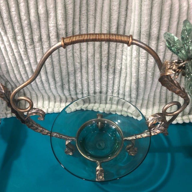 Hollywood Regency 1990s Glass and Metal Dragonfly Candy Dish For Sale - Image 3 of 8