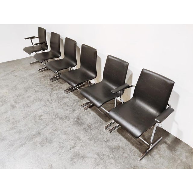 1970s Vintage Chrome Dining Chairs by Rudi Verelst, 1970s, Set of 6 For Sale - Image 5 of 13