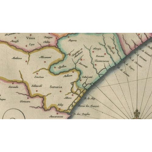 Virginia and Florida Map from Blaeu, 1642 For Sale - Image 6 of 13