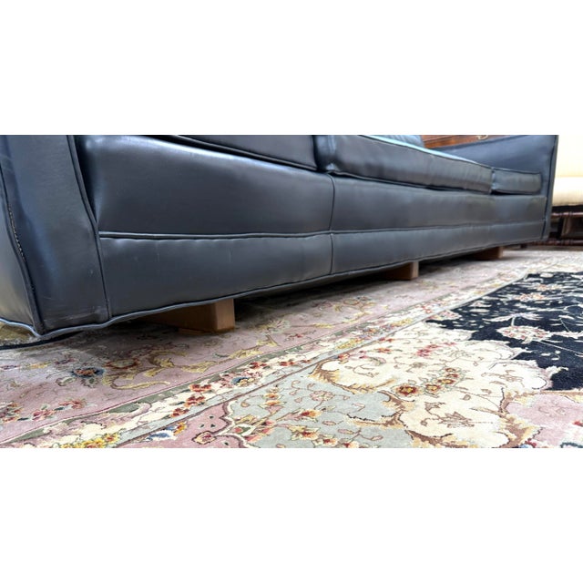Harvey Probber Large Vintage Mid Century Modern Black Naugahyde Sofa For Sale - Image 4 of 9