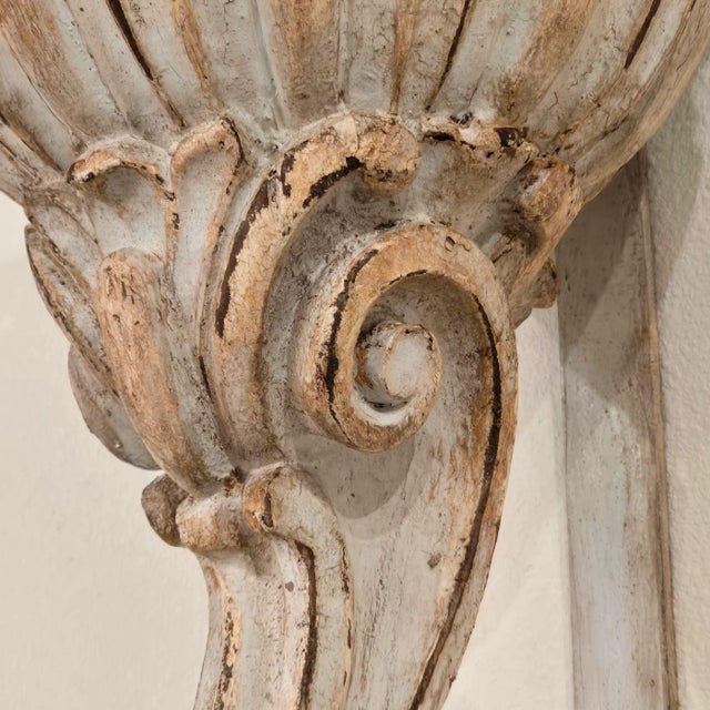 Off-white 1950s Pair of Neoclassical Wooden Candle Holders - Sconces For Sale - Image 8 of 10