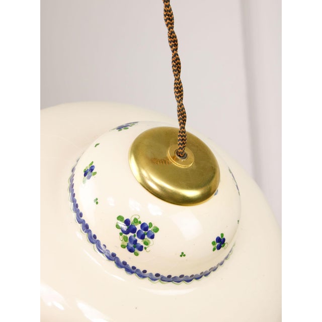 Vintage Hand-Made Ceramic and Brass Pendant Lamp For Sale - Image 6 of 18