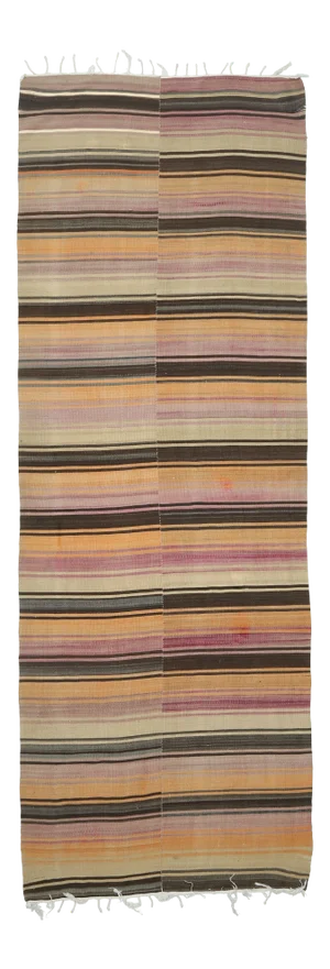 Vintage Turkish Hand-Knotted Wool Cotton Orange Kilim Runner Rug