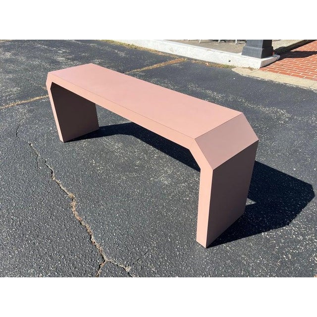 Post Modern Mauve Laminated Waterfall Sofa Table For Sale - Image 13 of 18