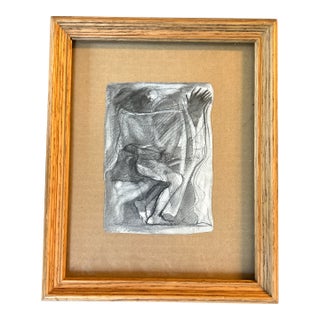 1970’s Original Abstract Expressionist Figure Charcoal Drawing For Sale