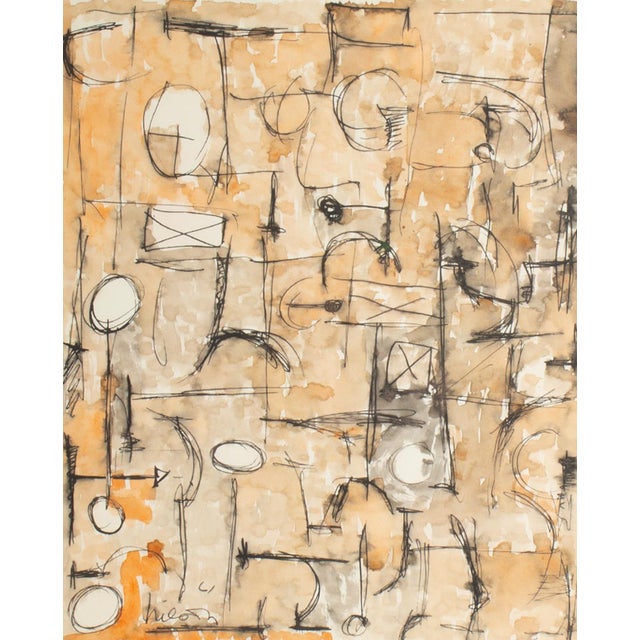 A 1961 watercolor painting by the American artist Harry Hilson (1935-2004). This abstract work depicts an array of...