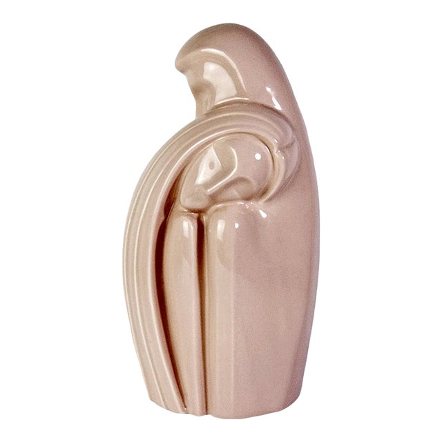 Vintage Haeger Pink Art Deco Couple Sculpture Figurine For Sale