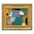 Contemporary Abstract Color-Block Oil Painting in Vintage Frame For Sale