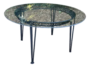 Attributed to Maurizio Tempestini for John Salterini “Ribbon” Wrought Iron Dining Table With 54” Glass Top, C. 1950s
