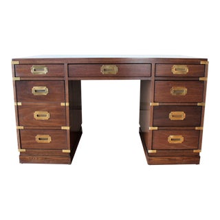 Mid 20th Century Vintage Campaign Partner Desk by Sligh Furniture Company For Sale