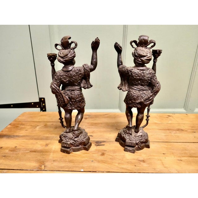 Venetian Style Cast Brass Candlesticks, Set of 2, 1900 For Sale - Image 6 of 8