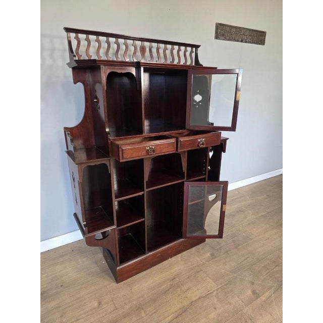 Antique Arts and Crafts Mahogany Bookcase For Sale - Image 3 of 12