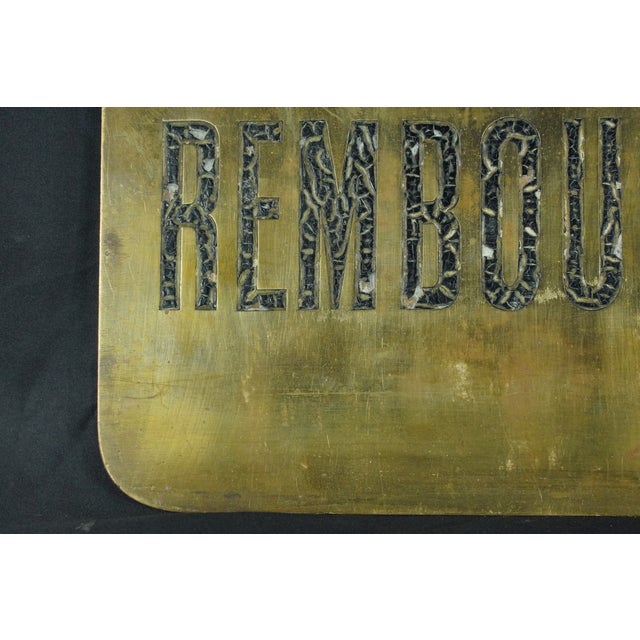 1950s Brass French Reimbursements Bank Sign For Sale - Image 11 of 12