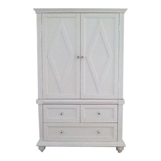 Shabby Chic White Cottage Beach Media Armoire Bar Cabinet For Sale