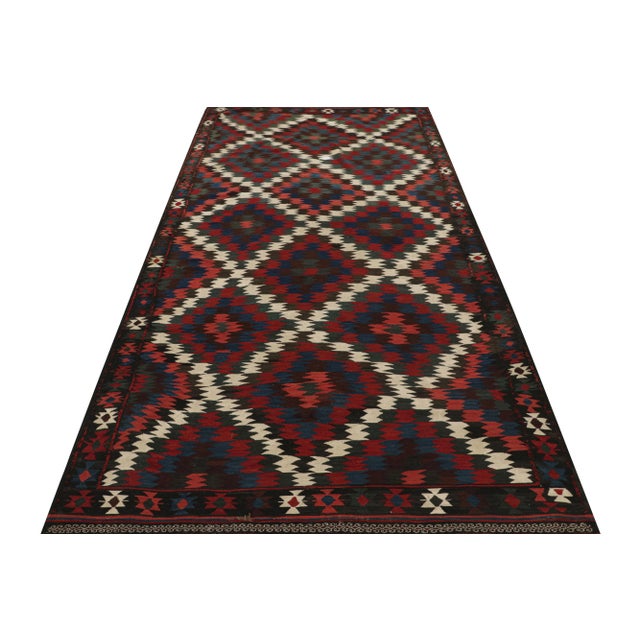 Traditional Vintage Kilim With Red, Teal and Blue Geometric Patterns, From Rug & Kilim For Sale - Image 3 of 7