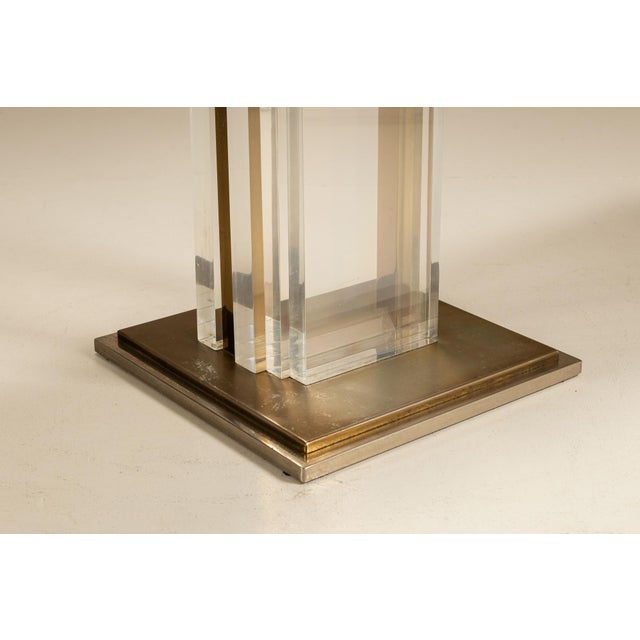 Console Table in Acrylic Glass, Brass and Marble from Belgochrom, 1970s For Sale - Image 9 of 13