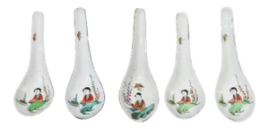 1910s Chinese Porcelain Spoons, Republic Period - Set of 5
