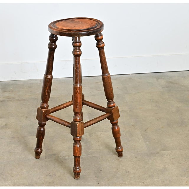 English English 19th Century Carved & Turned Oak Stool For Sale - Image 3 of 10