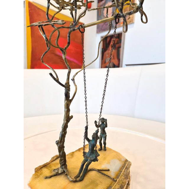 1970s Bronze Tree Sculpture on Quartz For Sale - Image 5 of 6