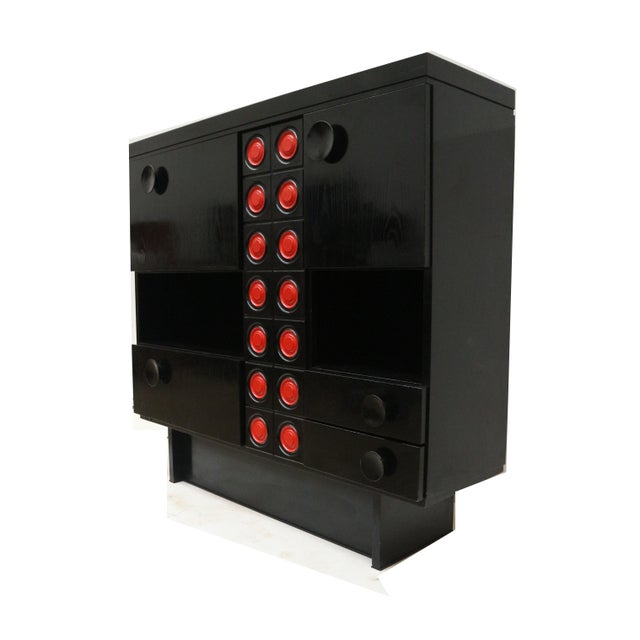 Black Vintage Brutalist Black Bar Cabinet in the style of De Coene For Sale - Image 8 of 9