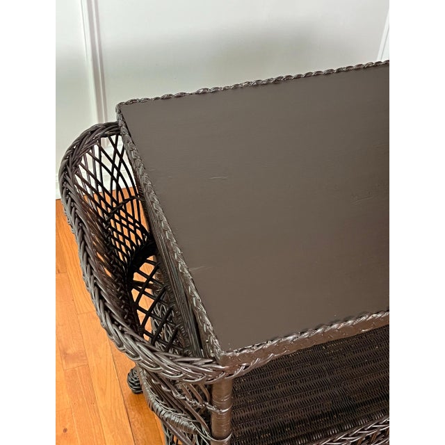 Bar Harbor Wicker Library or Side Table With Magazine Pockets in Brown, C. 1915 For Sale - Image 15 of 18