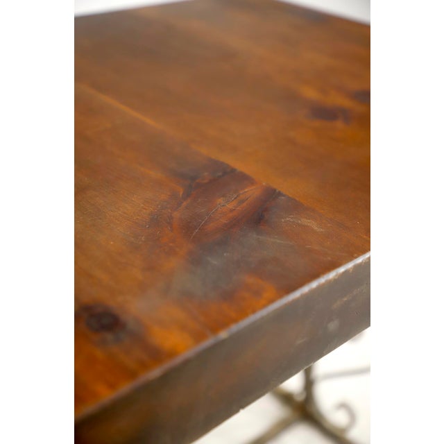 Mid 20th Century Reclaimed Pine Wood Antique Wrought Iron Side Table For Sale - Image 5 of 10
