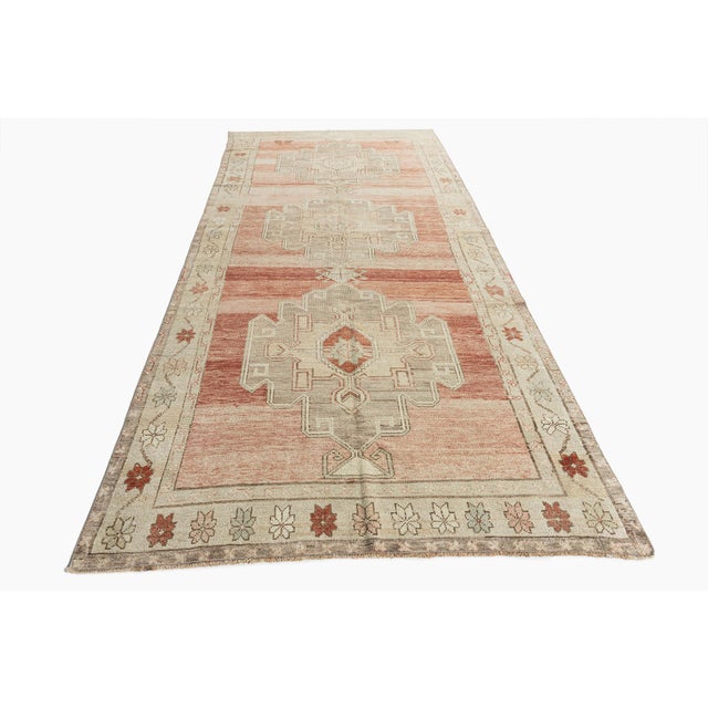 Vintage Circa 1940 Terracotta Turkish Oushak Hand Knotted Wool Runner, 5'1 X 11'9 For Sale - Image 13 of 16