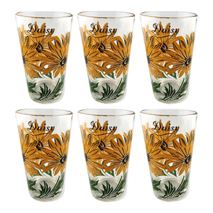 Set of 6 Mid-Century Boscul Glasses With Daisy Written in Script