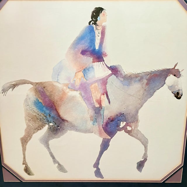 Late 20th Century Carol Grigg Native American Watercolor Lithographs, 1980s - A Pair For Sale - Image 5 of 12