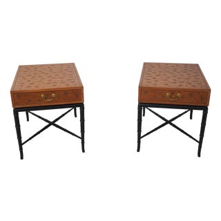 Pair of Kittinger Faux Bamboo Modern Design Side Tables For Sale