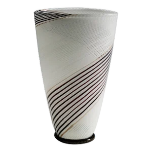 Dino Martens for Aureliano Toso Vase in Filigree Glass Ca. 1950s