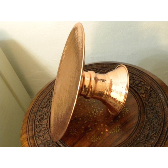 Hammered Copper Cake Stand Pedestal Dessert Tray Platter Farmhouse Decor For Sale - Image 6 of 6